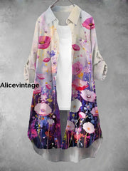 Women’s Vintage Floral Art Print Casual Dress A / S