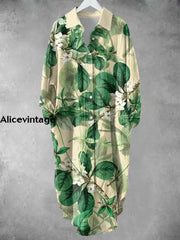 Women’s Vintage Floral Art Print Shirt Midi Dress A / S