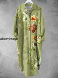 Women’s Vintage Floral Print Shirt Midi Dress A / S