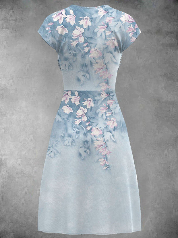 Robe artistique vintage à imprimé floral pour femmes