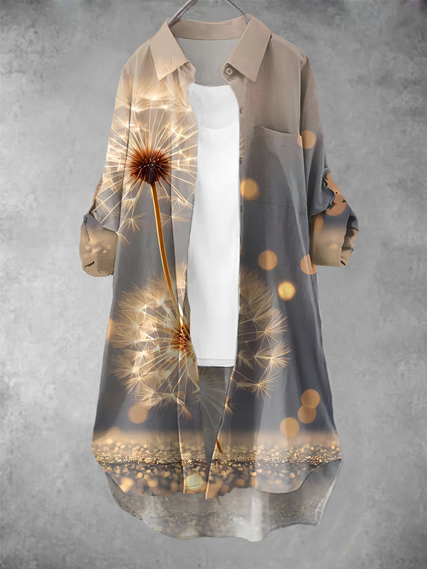 Women's Vintage Dandelion Art Print Casual Dress